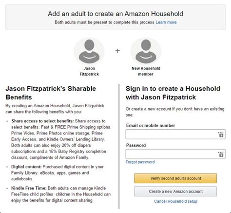 set  amazon household  share prime benefits purchased content