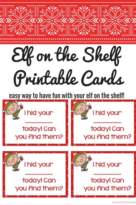 elf   shelf ideas  printable cards  worthey read