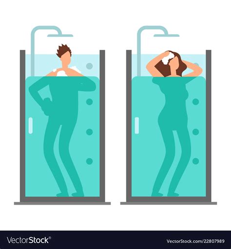 Man And Woman Take Shower Royalty Free Vector Image