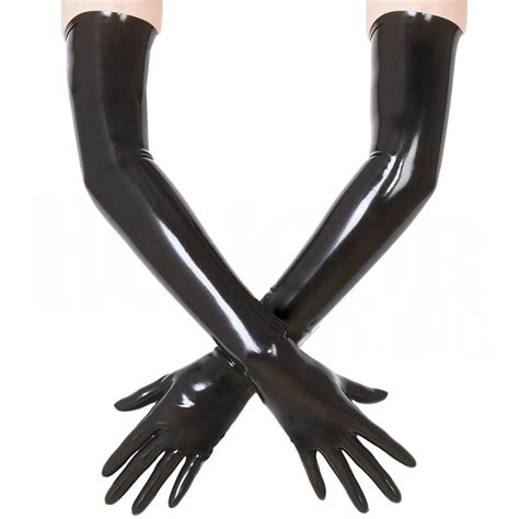 Sexy Latex Fetish Gloves Long Black Rubber Opera Gloves – Laidtex