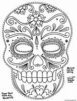 Skull Coloring Sugar Pages Adult Printable Size Big Simple Print Skulls Color Book Dia Muertos Mask Dead Template Los Pumpkin sketch template