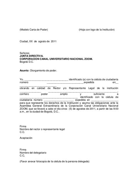 Modelo Carta De Delegación