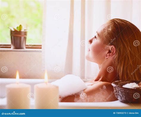 Woman Relaxing In Bathtub Stock Image Image Of Female 73093273