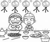 Chinois Nouvel Mangent Asiatiques Asiatique Neujahr Chinesisches Malvorlagen Asie Coloriages Adultes sketch template