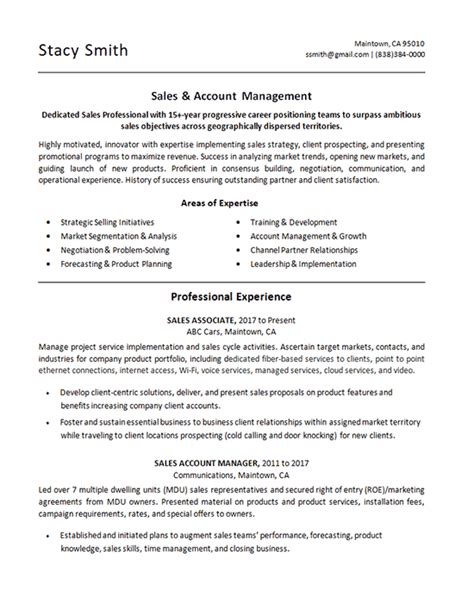 sales associate resume  account manager