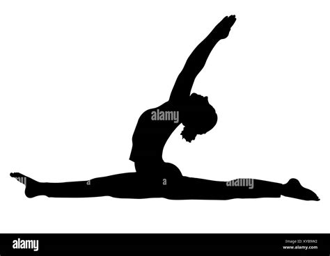 yoga pose woman    splits silhouette vector outline portrait