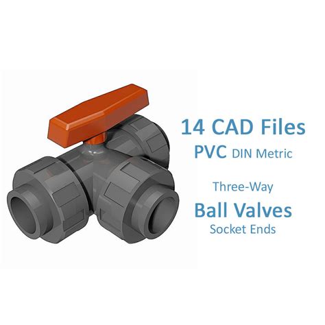 3d model pvc three way ball valves socket ends