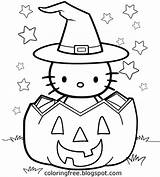 Halloween Coloring Hello Kitty Pages Drawing Printable Kids Color Cute Pumpkin Simple Easy Children Print Party Trick Treat Witch Getdrawings sketch template