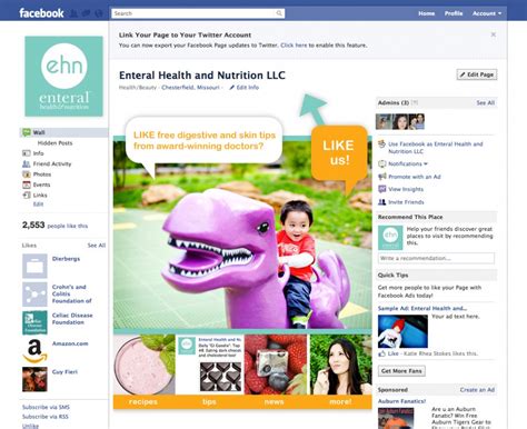 facebook  page created  enteral health nutrition professional wordpress website