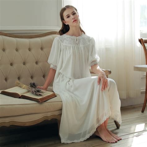 High Grade Brand Womens Vintage Nightgowns Chiffon Lace Nightdress Lady