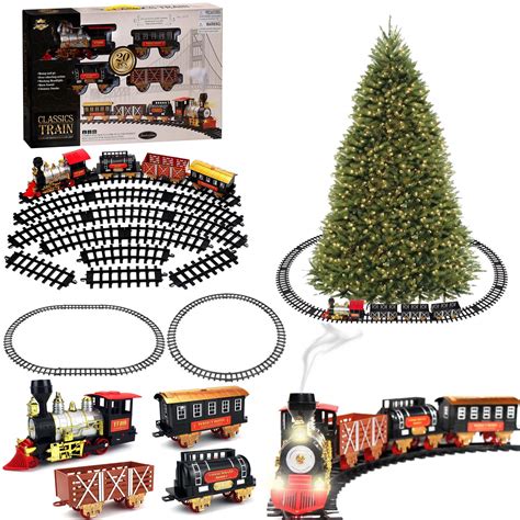 prextex christmas train set   christmas tree  real smoke