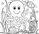 Ocean Coloring Pages Sea Under Animals Kids Printable Drawing Kindergarten Sheets Color Clipart Habitat Getdrawings Do Print Getcolorings Birijus sketch template