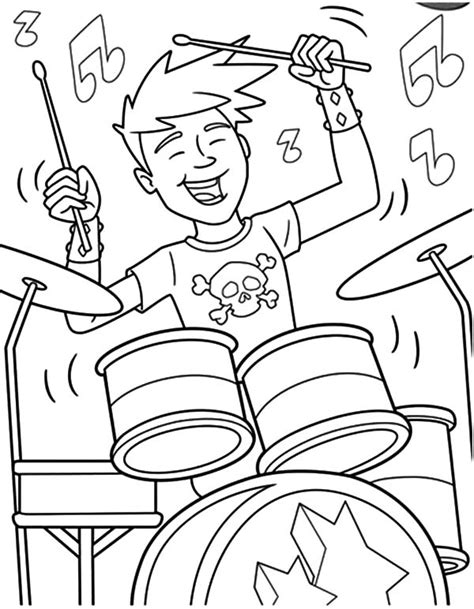 drummer boy  band showtime coloring pages kids play color
