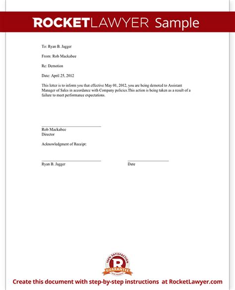 demotion letter template  employee  sample