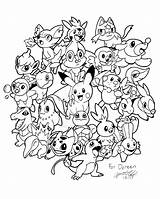 Pokemon Starters Collage Pikachu Deviantart Drawing Da sketch template