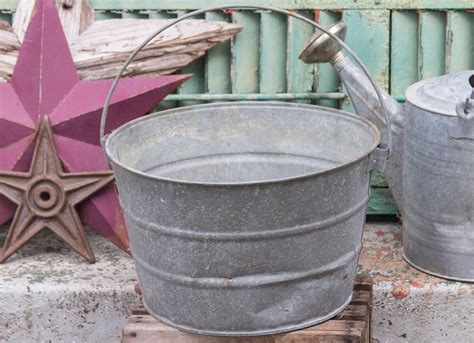 antique galvanized wash pot wash tub flower pot planter rustic etsy