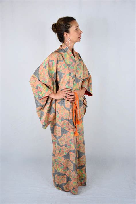 cleaned japanese vintage kimono robe silk   obijime belt silk gown silk robe boho