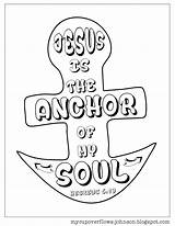 Coloring Pages Bible Jesus Anchor Soul School Sunday Hebrews Kids Crafts Inspirational Activities Vbs Lessons Verse Color 19 Scripture Verses sketch template