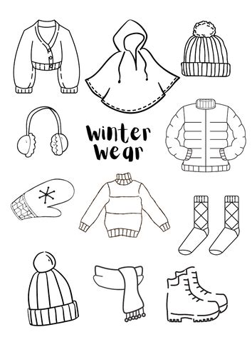 winter clothing coloring activity worksheet  page teaching resources