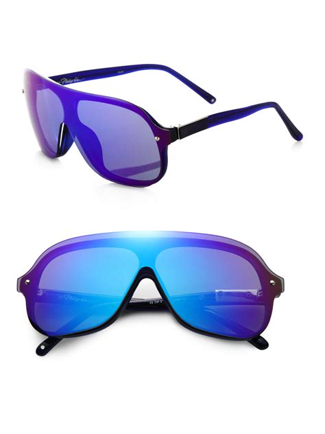 3 1 Phillip Lim Striped Mirrored Sunglasses In Blue For Men Lyst