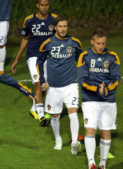 David And The La Galaxy Playing A Soccer Match Against