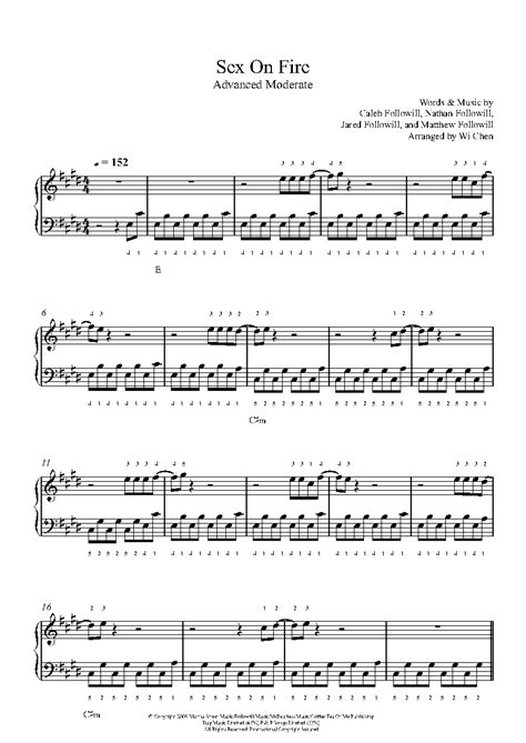 Sex On Fire By Kings Of Leon Piano Sheet Music Advanced Level Free