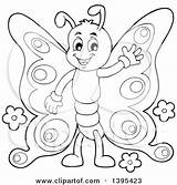 Butterfly Happy Clipart Waving Lineart Illustration Visekart Royalty Vector sketch template