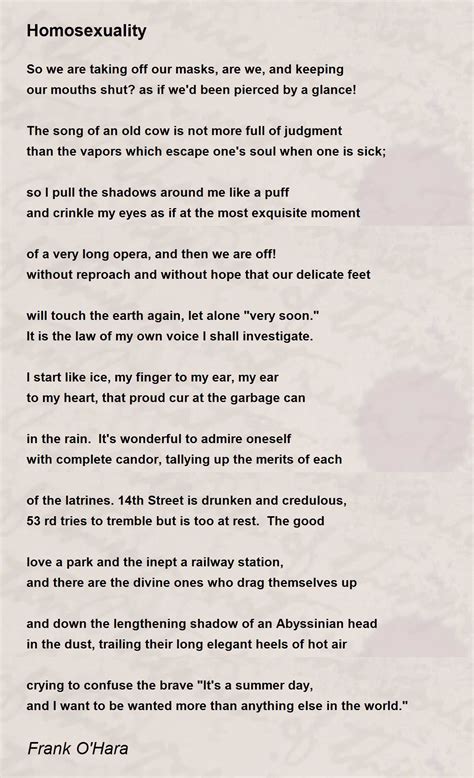 homosexuality poem by frank o hara poem hunter