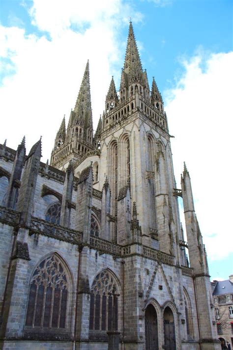 saint corentin cathedral  quimper stock image image  cross heritage