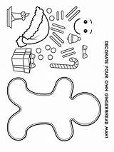 Gingerbread Coloring Christmas Pages Printable Color sketch template