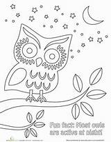 Coloring Pages Owl Night Kids Time Education Sheets Origami Creature Nighttime Worksheets Books Kirigami Jewelry Workbook Color Getcolorings Målarböcker Stencils sketch template
