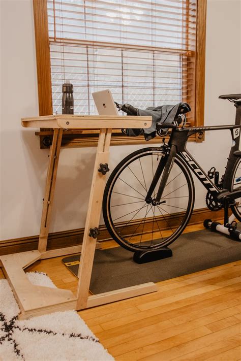 adjustable bike desk woodbrew diy desk