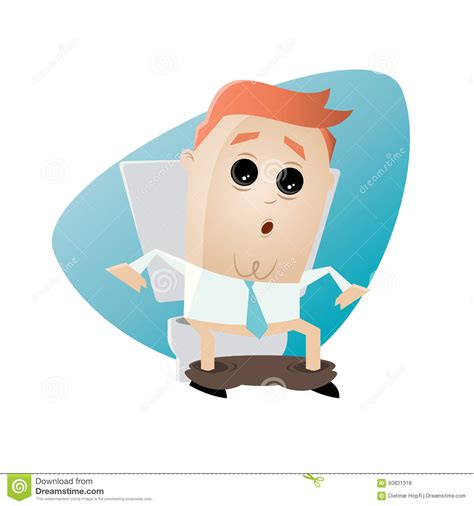 Funny Cartoon Man Surprised On Toilet Stock Vector Image