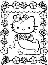 Hello Pages Kity Uncolored Coloring Kitty Cute Printable Color Girls Mermaid Kids Girl Sheets Print Drawings Printables Sanrio Para Little sketch template