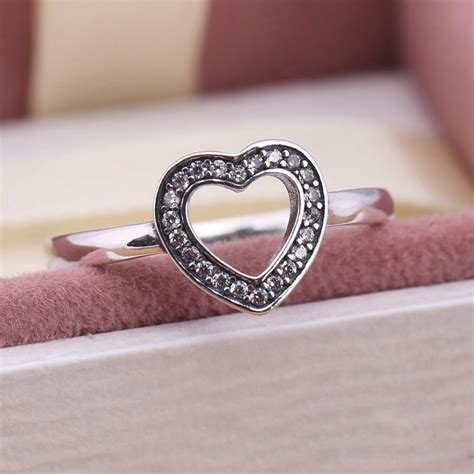 Authentic 100 925 Sterling Silver Jewelry Ring Crystal Love Heart