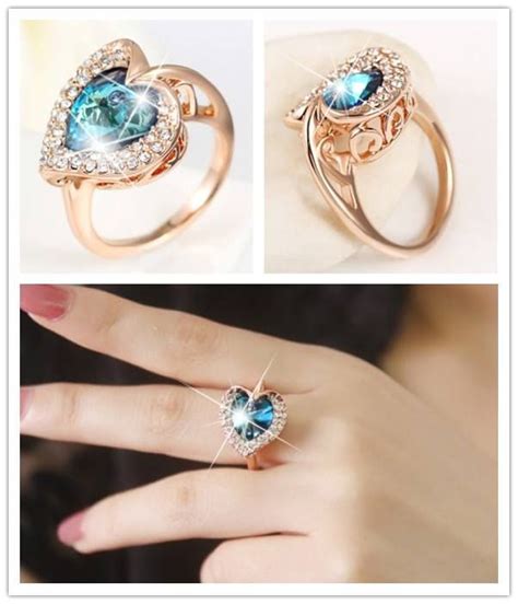 anel coração azul ring bracelet bracelets diamond jewel girls best