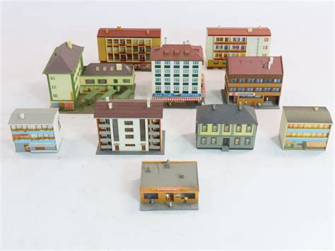 faller kibri  model train buildings   modern buildings consisting  flats bus