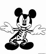 Halloween Mouse Skeleton Coloring Disney Mickey Pages Printable Print Color sketch template