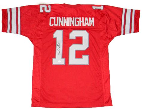 randall cunningham signed jersey  red throwback jsa authentic autographed