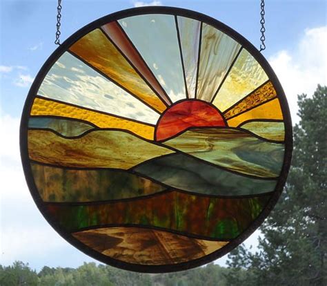 Stained Glass Window Panel Forever Sunset 2 European Hand Blown