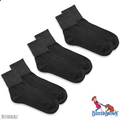 3 Pair Buster Brown Womens 100 Cotton Bobby Ankle Socks Size 9 5 7