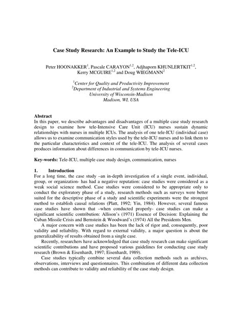 case study research    study  tele icu