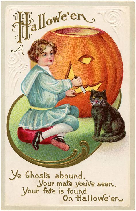 vintage pumpkin carving image  graphics fairy