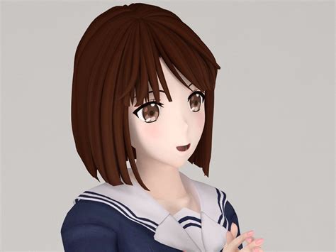 megumi kato anime girl pose 01 3d model cgtrader