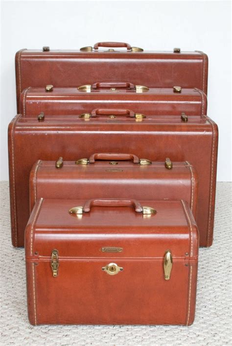 Vintage Samsonite Leather Suitcase Set Of Five