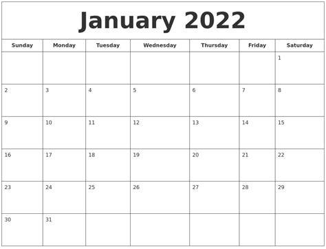 january  printable calendar