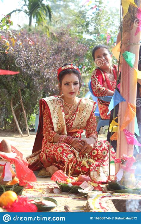 nepali girl in her wedding editorial photo image of