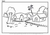 Nature Drawing Draw Step Tutorials Drawings Learn Paintingvalley Scenes Drawingtutorials101 sketch template