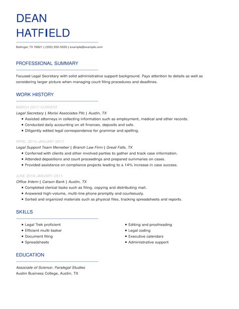 professional law resume examples   livecareer