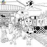 Thomas Coloring Pages Halloween Kids Drawing Train Friends Diesel Printable Activities Color Sheets Cartoon Den Railroad Tank Engine Printables Tracks sketch template